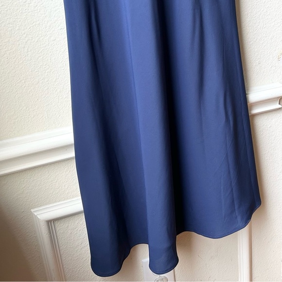 Jenny Yoo Madelyn Crepe De Chine Maxi Dress Gown in Navy Blue Sz 0 - Picture 10 of 16